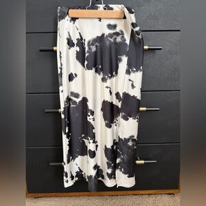 Satin cow print slip skirt with slit